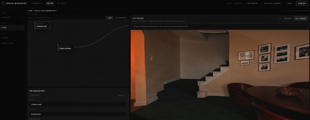 Dream Workshop — flow editor and live preview